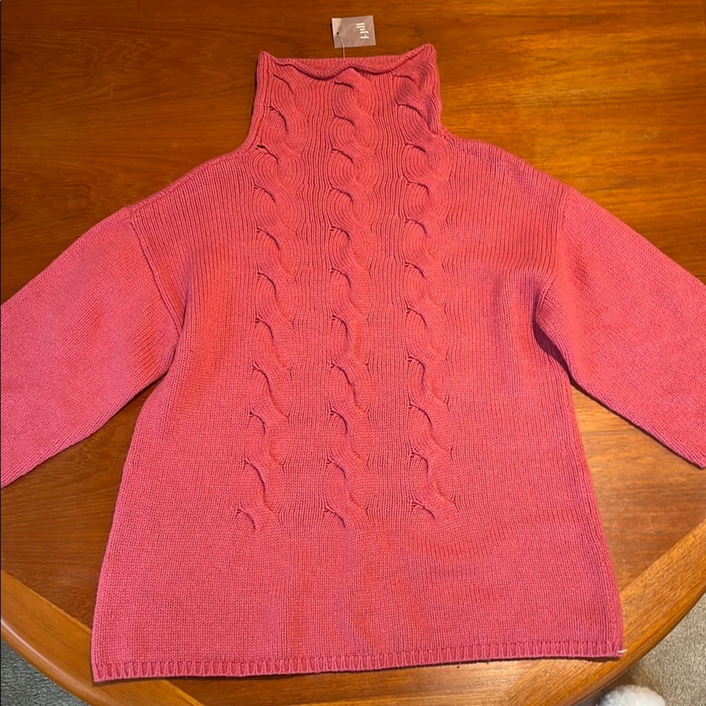 J. Jill cotton wool blend turtleneck cable knit sweater size Medium